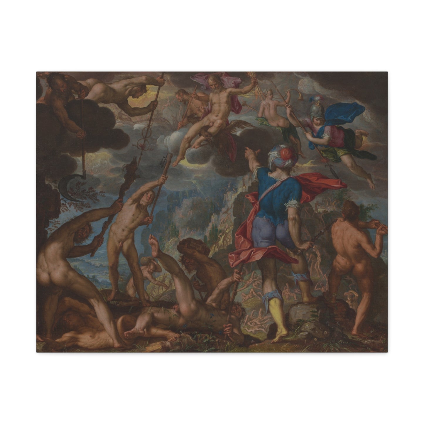 The Battle between the Gods and the Giants (c. 1608) by Joachim Antonisz. Wtewael Canvas