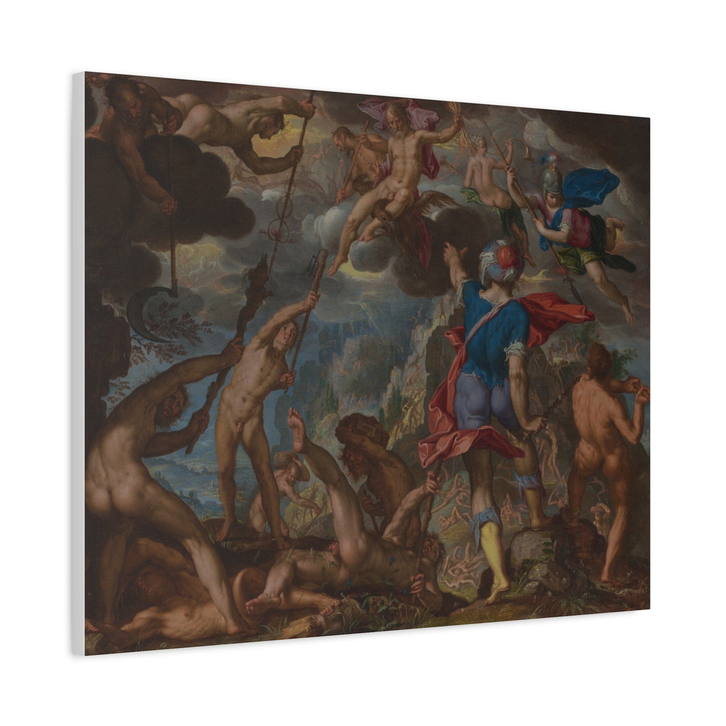 The Battle between the Gods and the Giants (c. 1608) by Joachim Antonisz. Wtewael Canvas