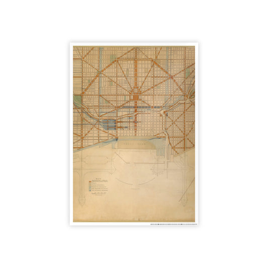 Plan of the Center of the City, the 1909 Plan of Chicago (1909) by Daniel Hudson Burnham Gloss Poster